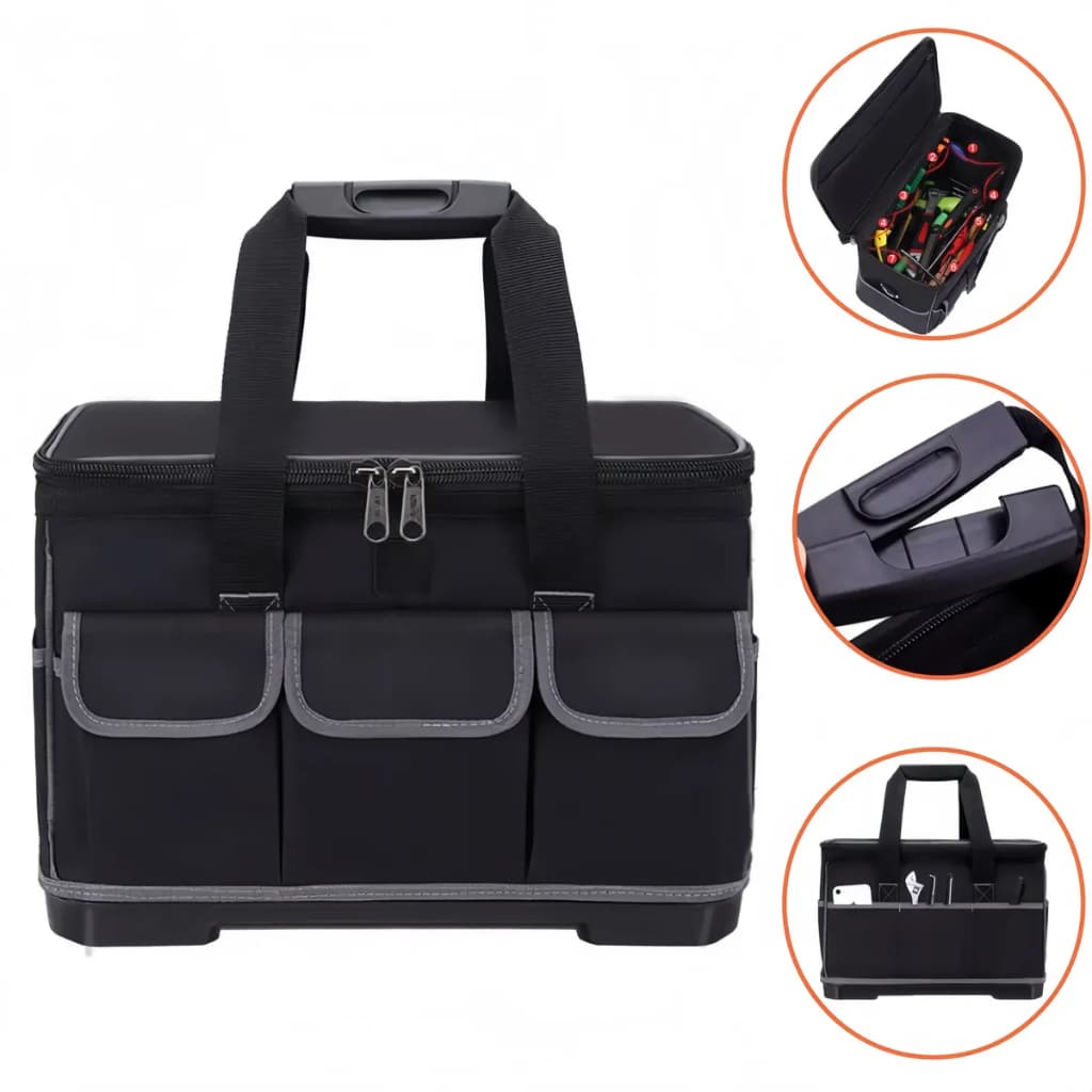 Bolsa Ferramentas 15/17/20" c/ Fundo Plástico Resistente e À Prova d'Água - Alta Qualidade