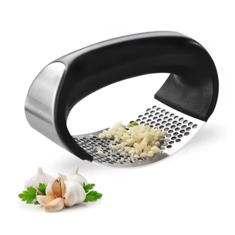 Espremedor de Alho Inox Manual — Amassador Triturador Resistente Cozinha Sem Descascar