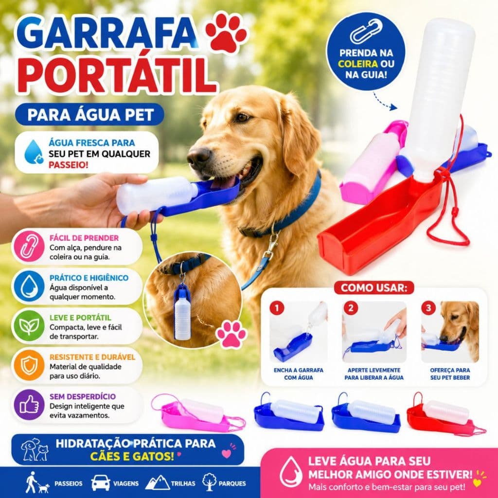 Squeeze Bebedouro Portátil Garrafa Dobrável Água Cães Pet Cachorro Gato Passeio Viagem