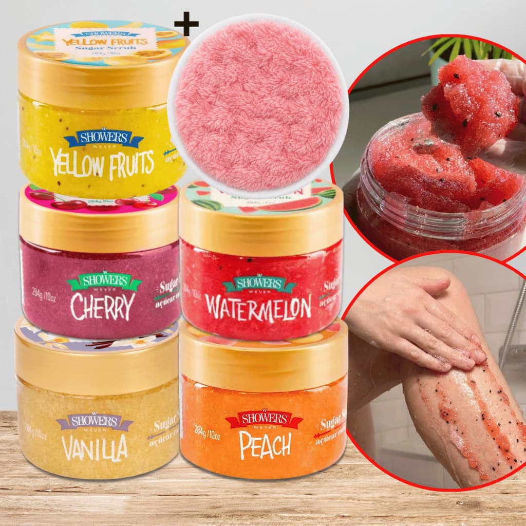Esfoliante Corporal Premium + Esponja Rosa Sugar Scrub Wever Escolha Fragrância Vanilla Hidratante