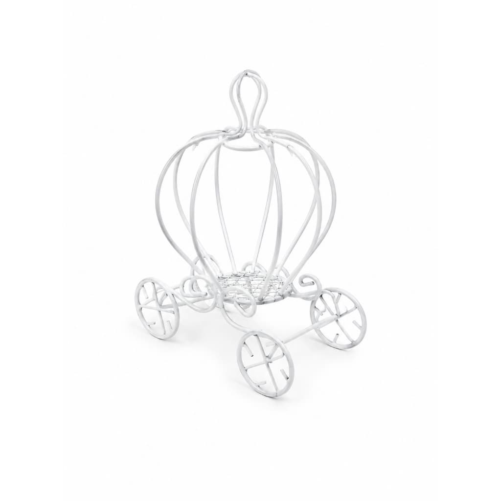 Kit 4 Mini Carruagem de Metal Branca Aberta – Decoração e Lembrancinha