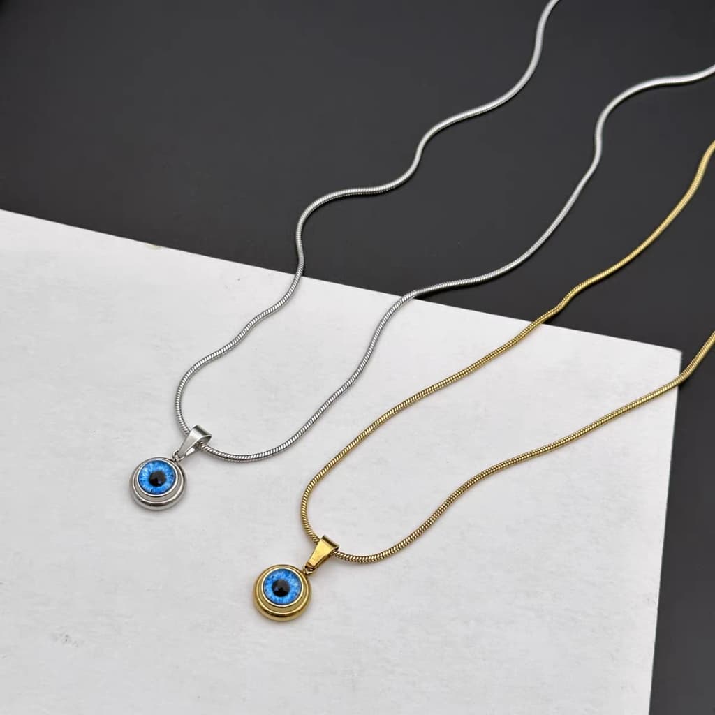 Colar Olho Grego Masculino Feminino Pingente Proteção Corrente Aço Inoxidável Prata / Ouro Contra Inveja