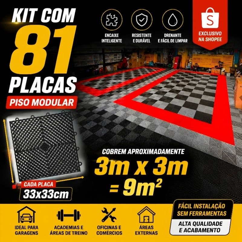 kit 81 piso modular automotivo 33x33