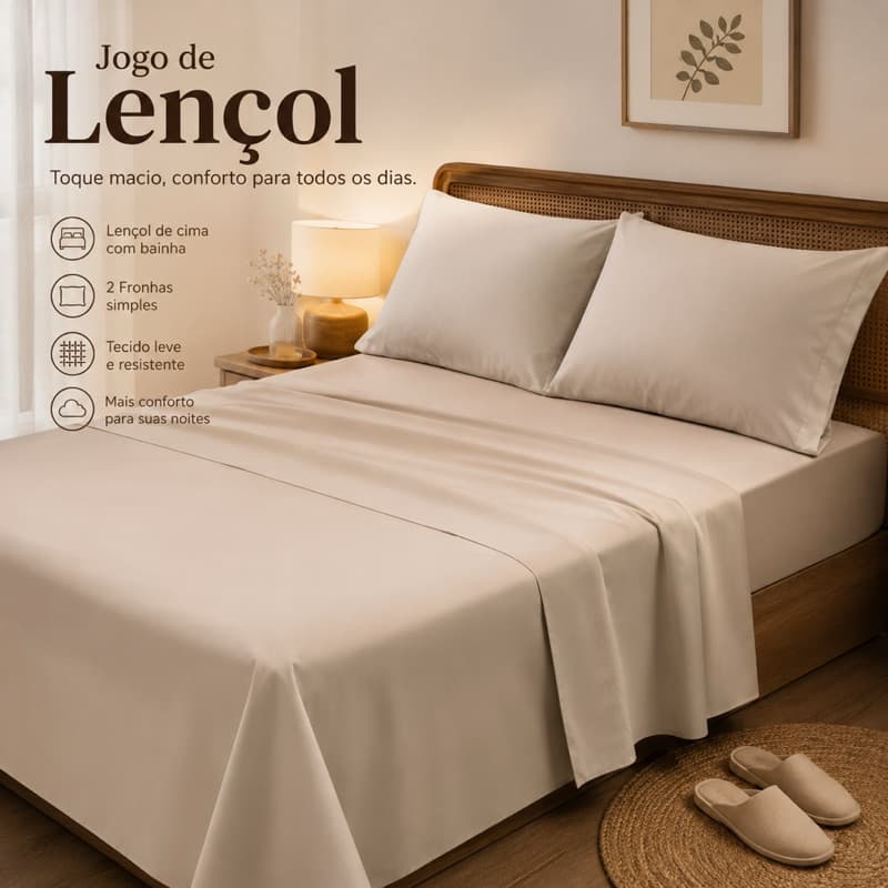 Jogo Lençol Superior Micropercal Com Bainha Casal Queen Sem Elástico Com Bainha De Cobrir + Fronhas