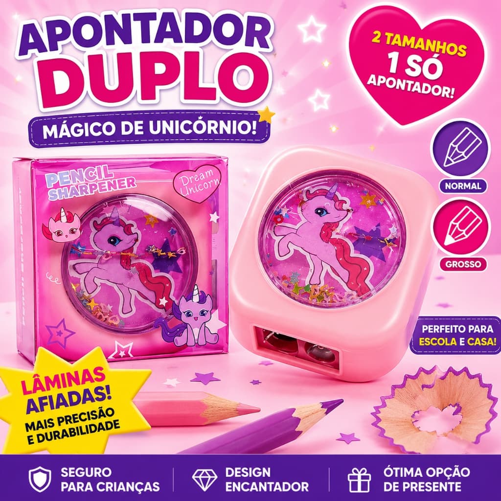 Apontador Cartoon Fofinho 2 Buracos para Lapis Design Portatil Escritorio