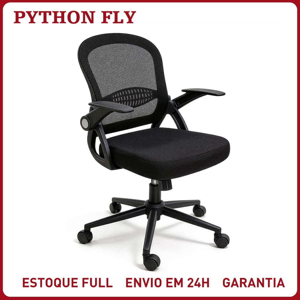 Cadeira De Escritório Ergonômica Giratória Tela Mesh Braços Dobráveis Suporta Até 150kg Home Office