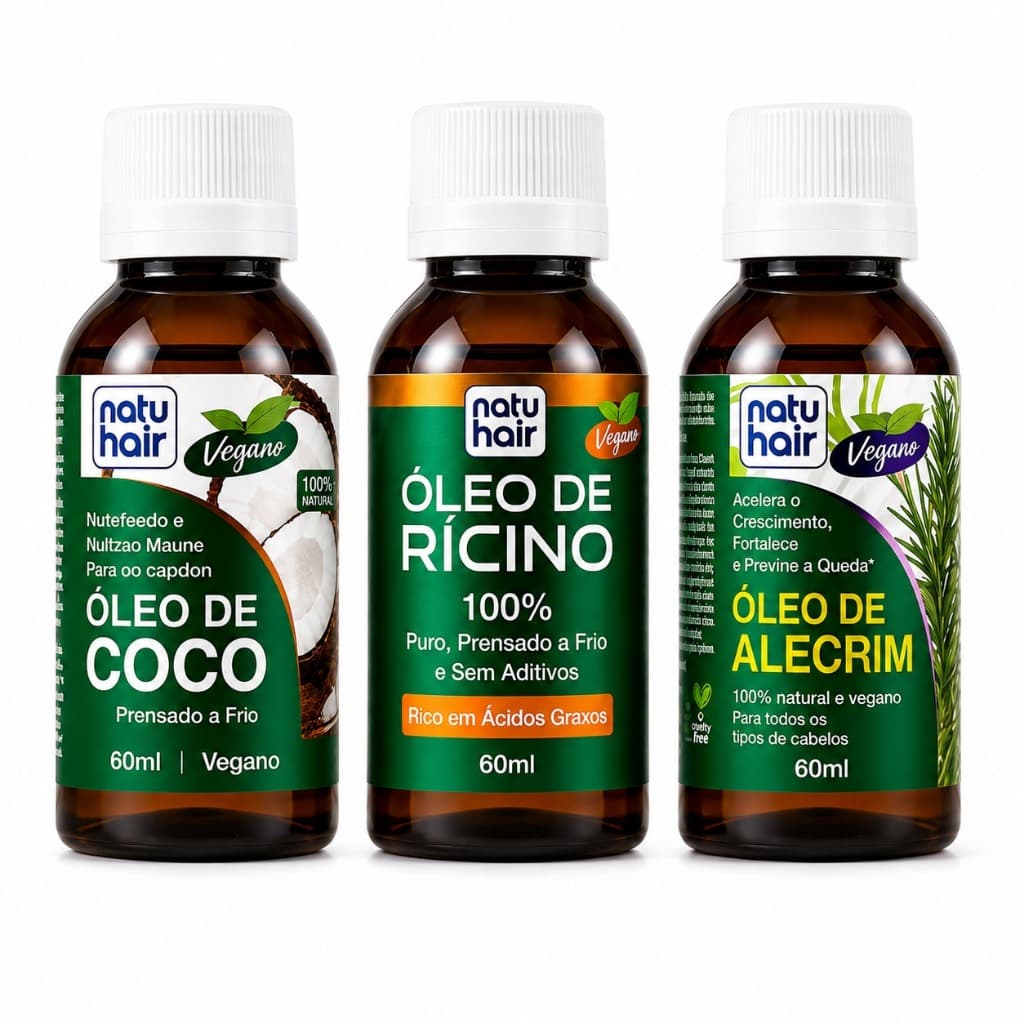 Kit Terapia Capilar Misturinha Óleos de  Coco Alecrim Rícino