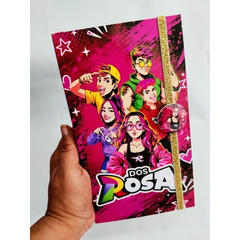 Kit de Blocos de Notas Fofos Emilly Vick - Coleção Dos Rosa (Com Elástico) 3 blocos com 100 páginas cada