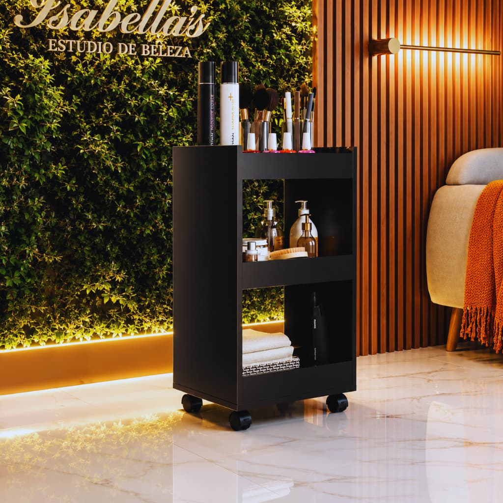 Suporte Com Rodinhas Para Esmalte Carrinho Auxiliar Salão De Beleza Mesa Manicure