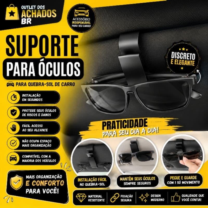 2 Suporte Porta Óculos para Quebra-Sol de Carro | Organizador Veicular Universal