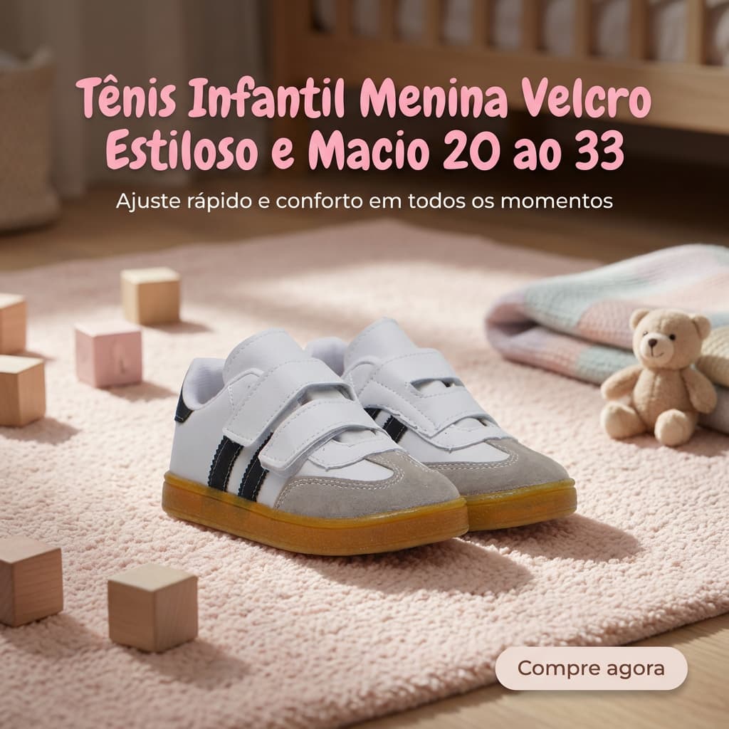 Tênis Menina Leve e Macio Para Escola e Passeios | Ajuste Rápido e Conforto 20 ao 33 | COMPRE AGORA!