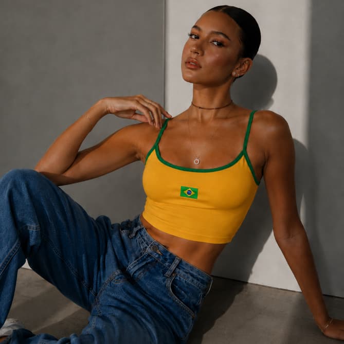 Cropped Verde Amarelo Feminino Casual Chic Brasilcore