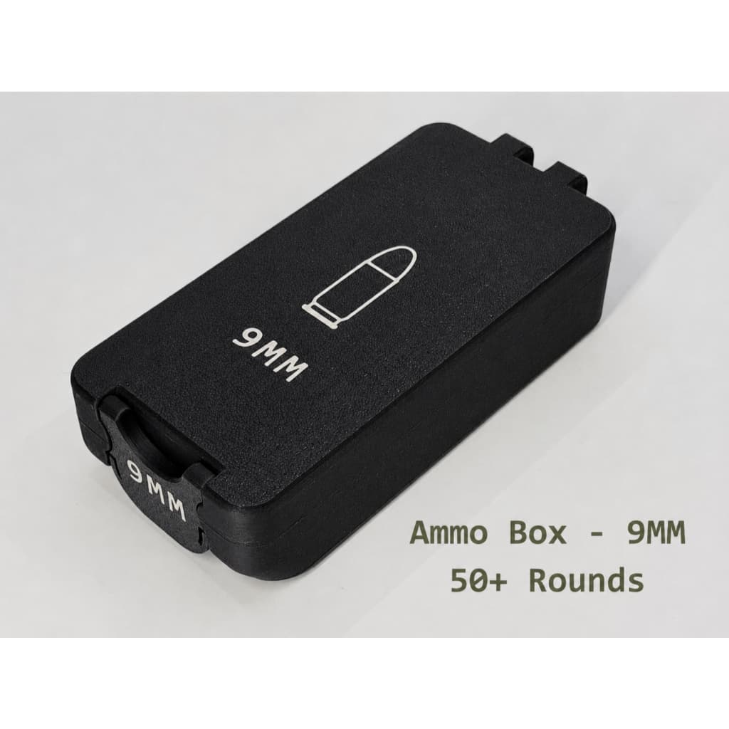 Caixa Porta Munição 9mm para 50 Cartuchos | Organizador Case em Impressão 3D Resistente