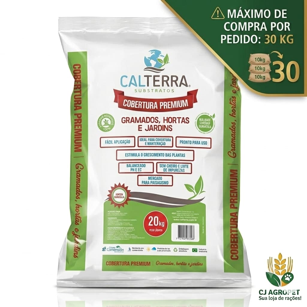 Substrato Composto Terra Adubada  Cobertura Premium Para Gramados Hortas e Jardins Calterra 20kg