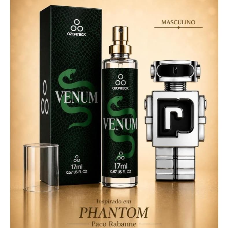 Perfume Masculino Venum Perfume Ozonteck 17Ml/ alta fixação/Família Olfativa Amadeirado Aromático