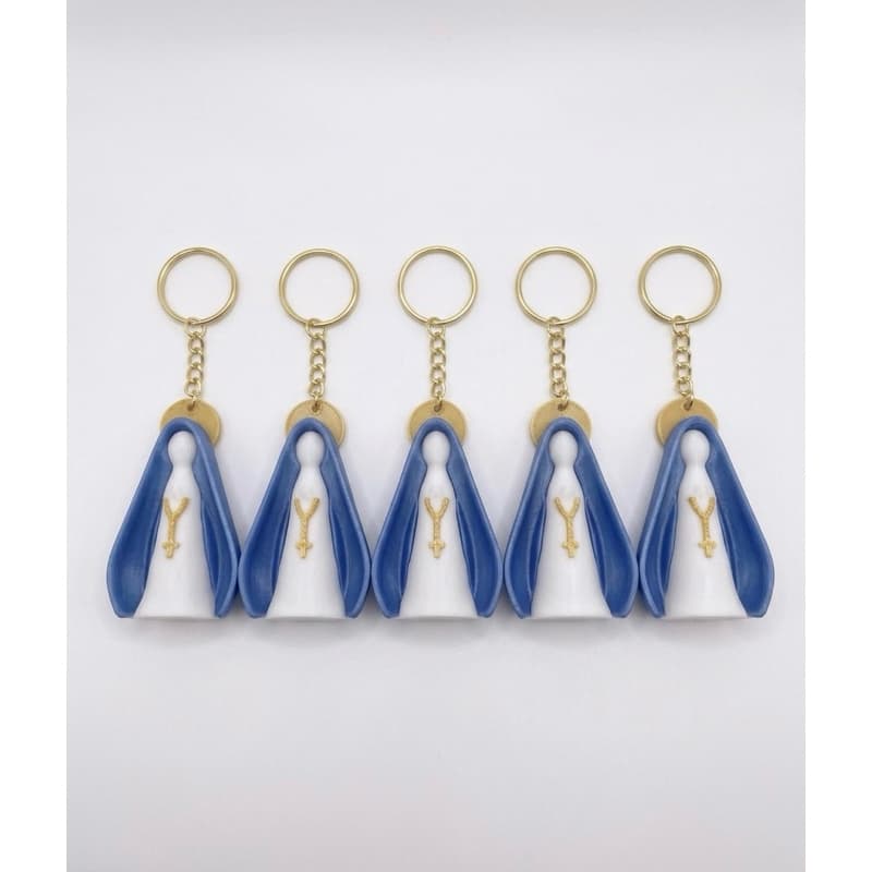 Kit Lembrancinha Batizado Primeira Comunhão Chaveiro Nossa Senhora Aparecida Religioso Católico Miniatura 3D Premium