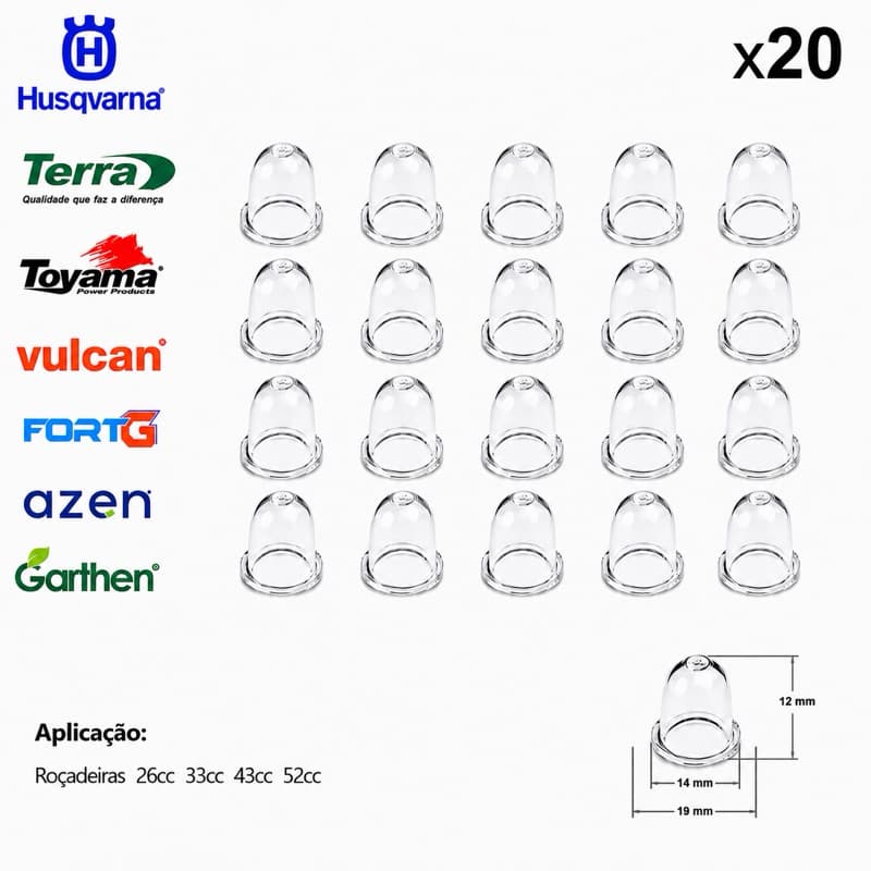 Kit 20 Bulbo Prime Bolha Injetor De Gasolina Para Roçadeiras