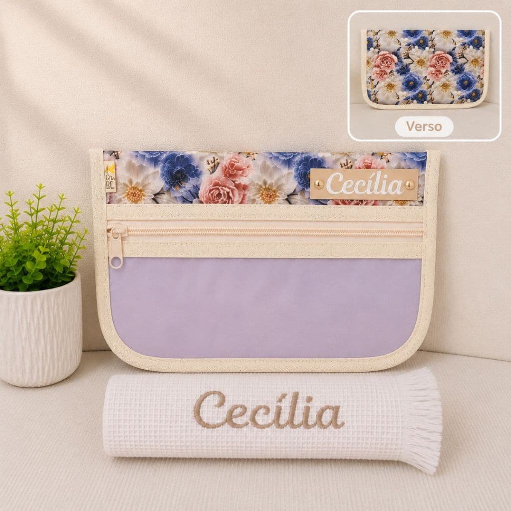 Porta escova de dente - personalizada com nome- toalha bordada