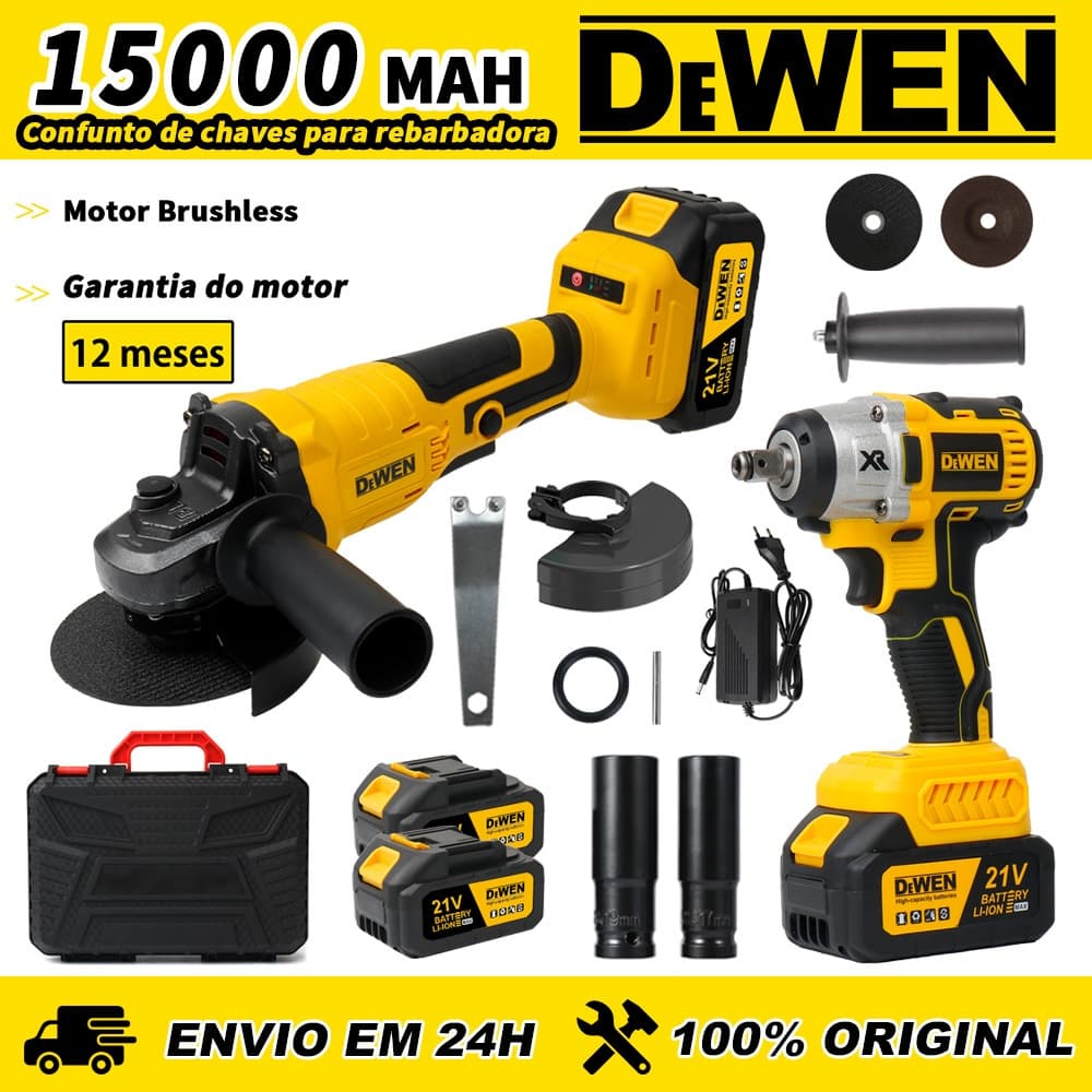 Kit Esmerilhadeira Angular Chave de Impacto Bateria 88V Com Maleta e Acessórios