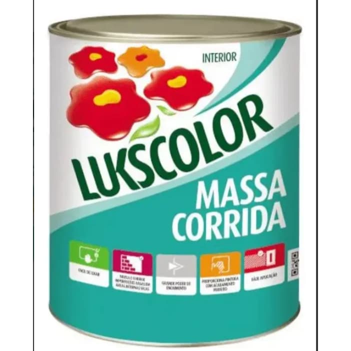 Massa Corrida Pva Interior 1/4 900ml Lukscolor Facil De Lixa
