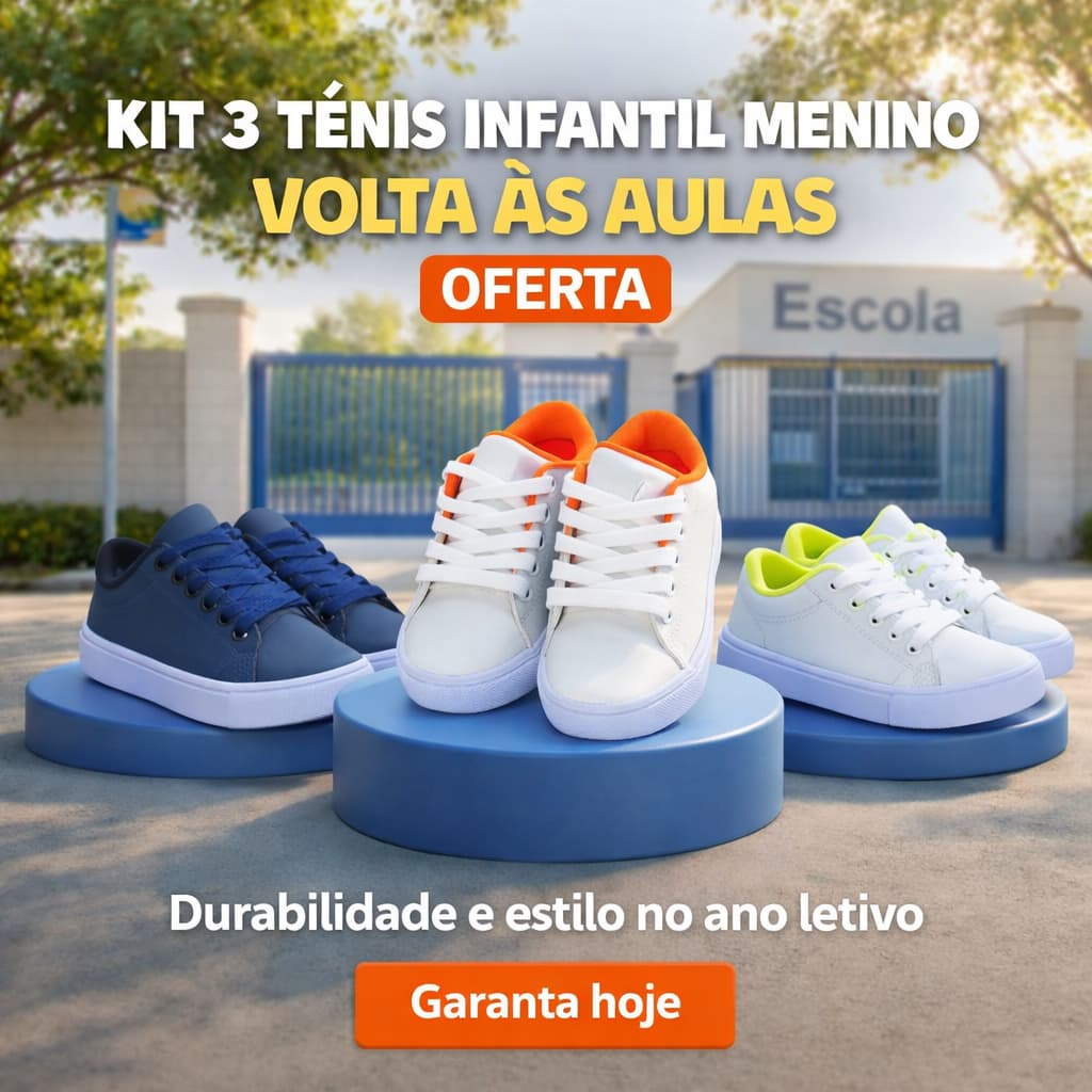 Kit 3 Tenis Menino Volta as Aulas | Durabilidade e Estilo Em Cada Par Do 25 ao 36 | GARANTA AGORA!