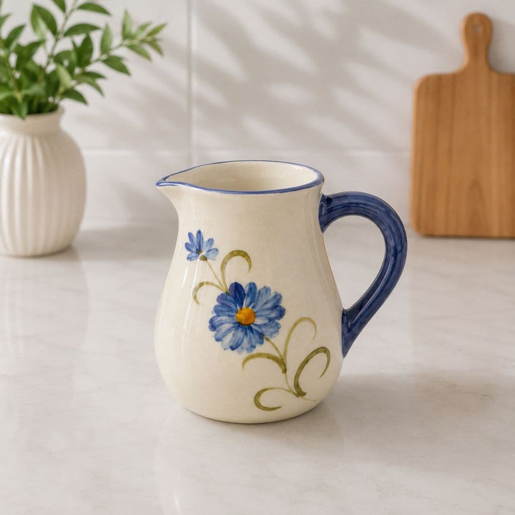 Leiteirinha de Cerâmica 400ml Pintada à Mão Artesanal Para Café,Leite e Bebidas Quentes