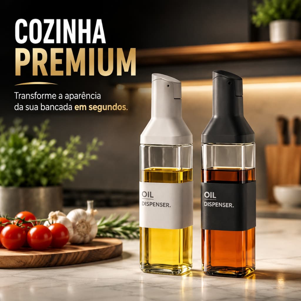 Dispenser de Azeite e Óleo em Vidro 500ml com Bico Dosador Antivazamento Porta Temperos Premium Cozinha Organizada