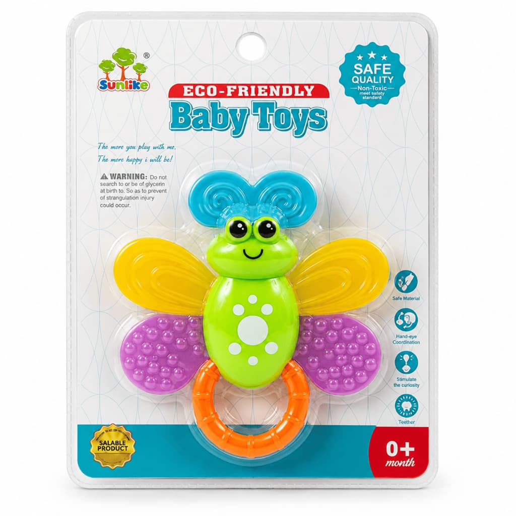 Mordedor Chocalho Infantil Borboleta Sensorial Bebê Livre BPA Dentição Desenvolvimento
