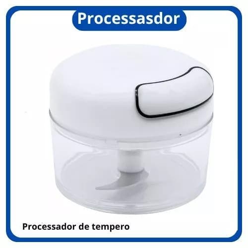 Mini Processador Manual de Alimentos com 3 Lâminas Inox