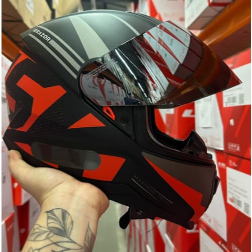 CAPACETE NORISK RAZOR FULL SQUALO NOVO LANÇAMENTO ORIGINAL PRETO VERMELHO + VISEIRA CRISTAL PROMO