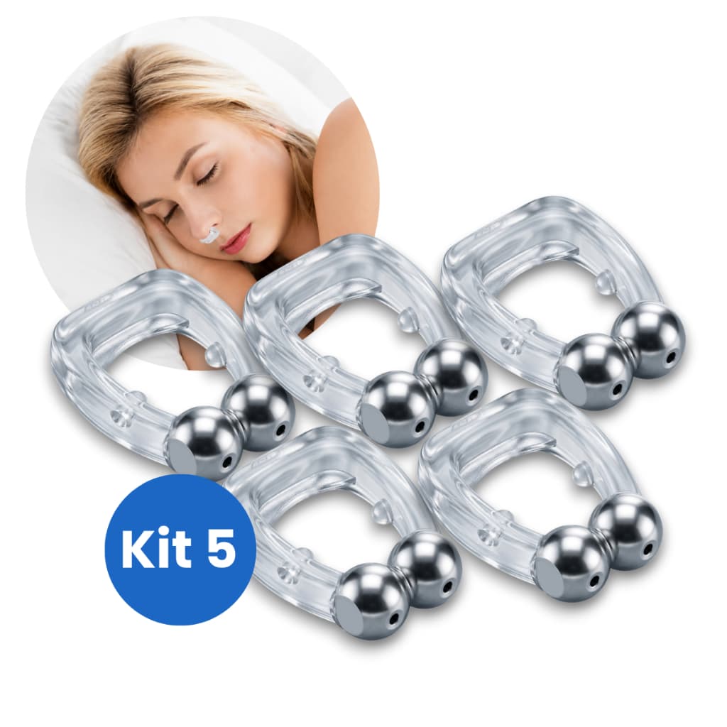 Kit 5 Clipes Magnetico Silicone Anti Ronco Melhora o Sono