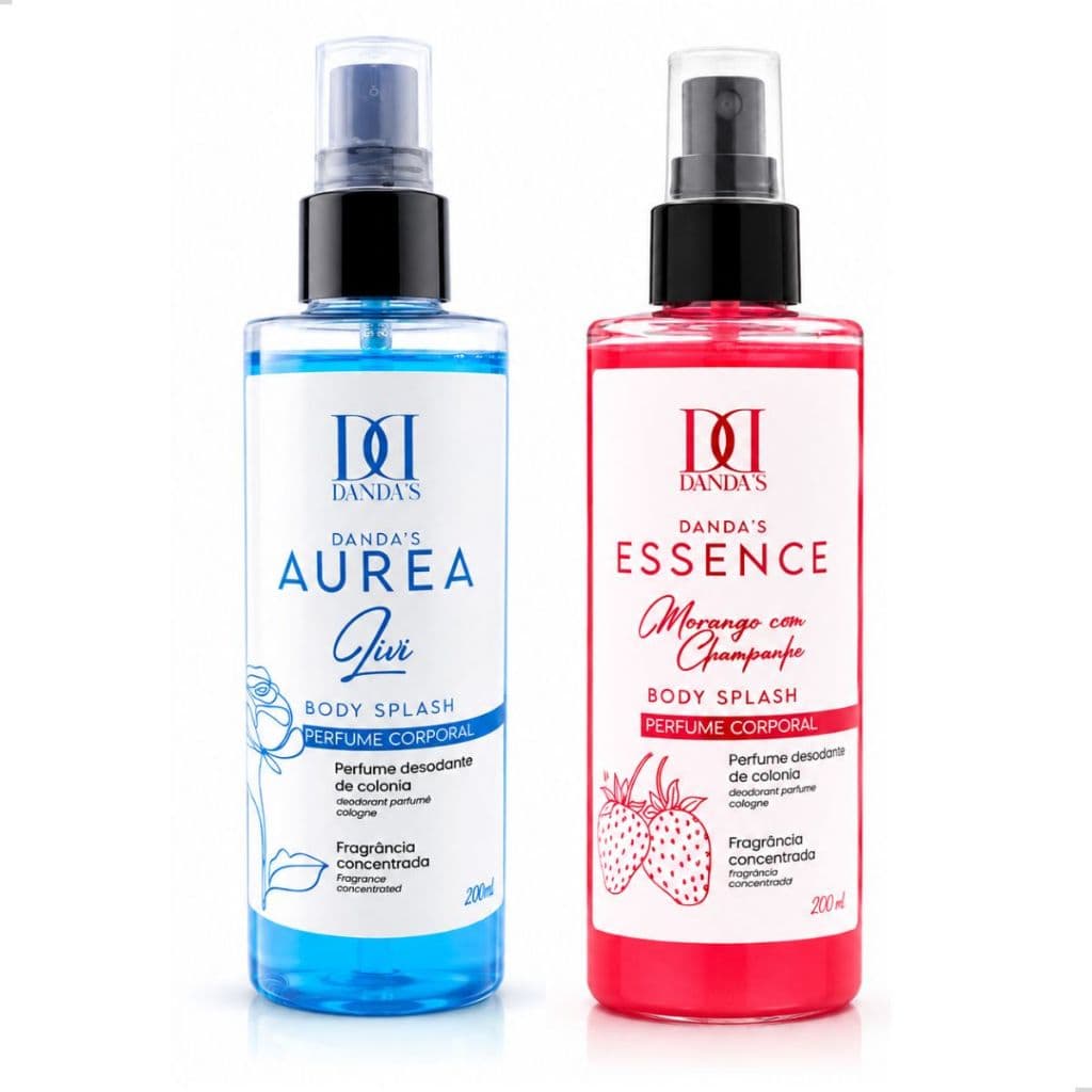 Kit 2 Body Splash Desodorante Corporal Perfume Colônia Feminino Livi e Morango com Champanhe 200ml