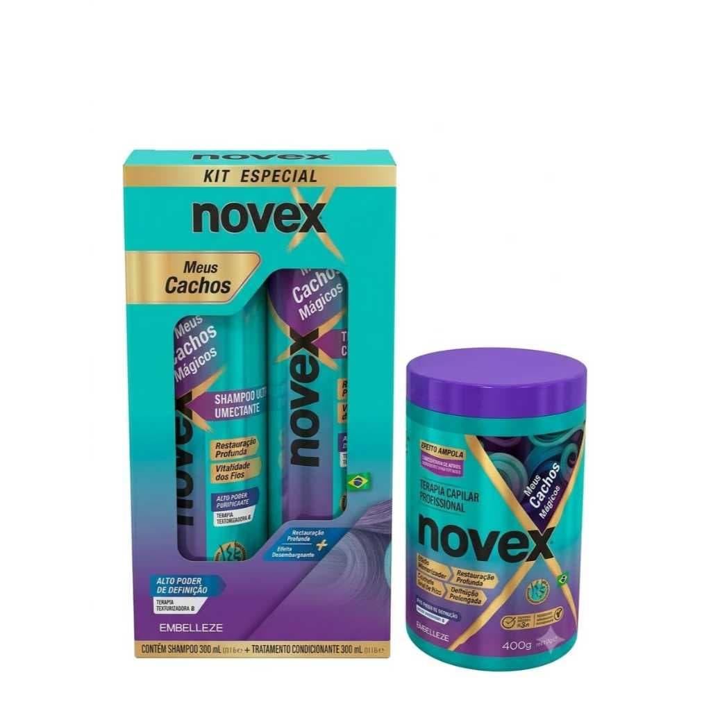 Kit Novex Meus Cachos Mágicos Shampoo + Condicionador 300ml + Creme Tratamento 400g