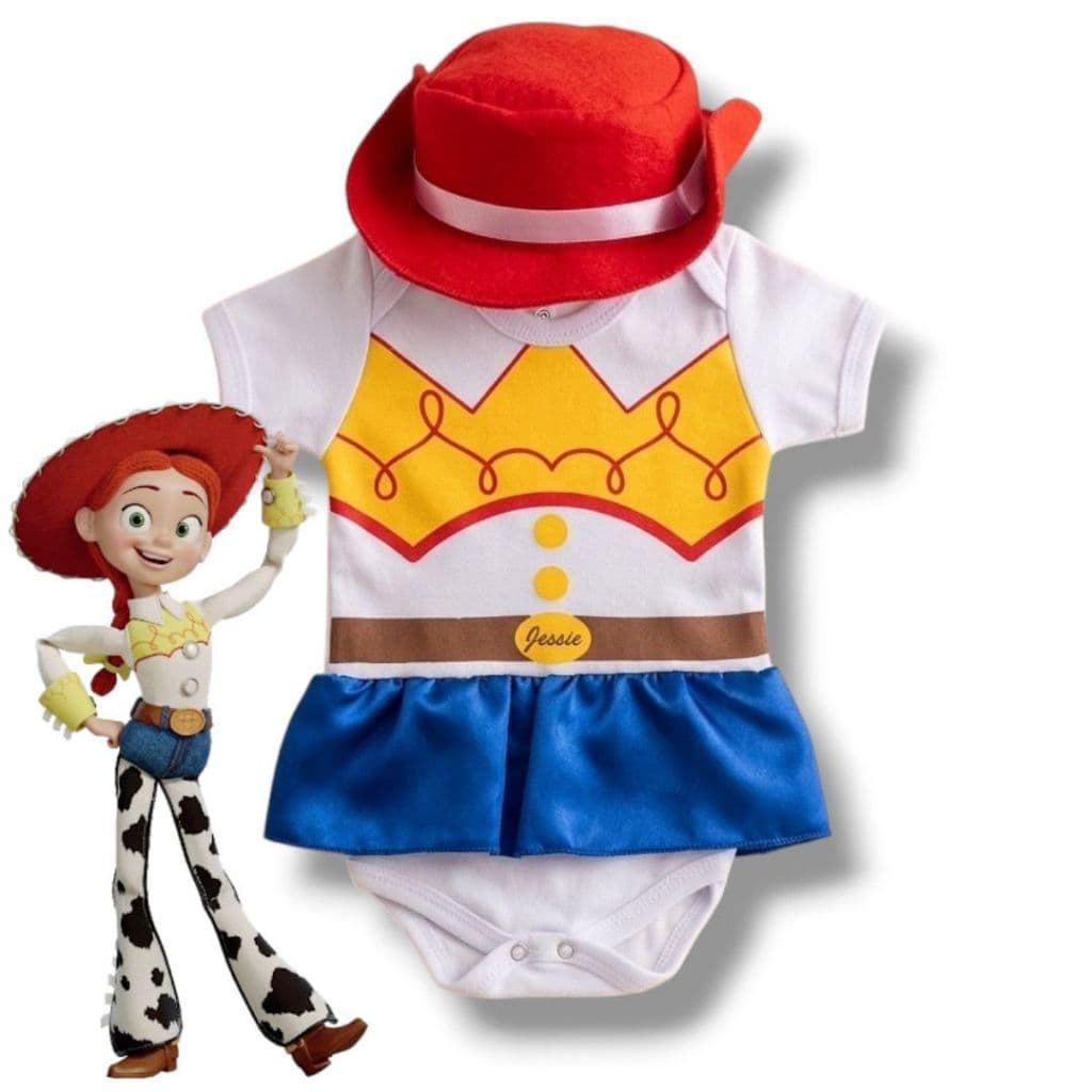 Kit Body Bebê Toy Story Jessie + Chapéu Mesversário Menina Fantasia