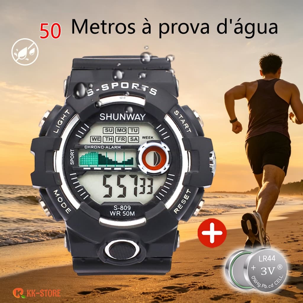 Relógio Digital A Prova Dágua Esportivo Masculino Com LED Despertador Temporizador Brilha No Escuro