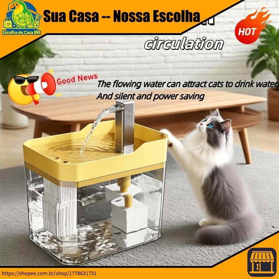 Gato Bebedouro gato -Quadrado Bebedouro Automático para Gatos e Cães comedouro cachorro