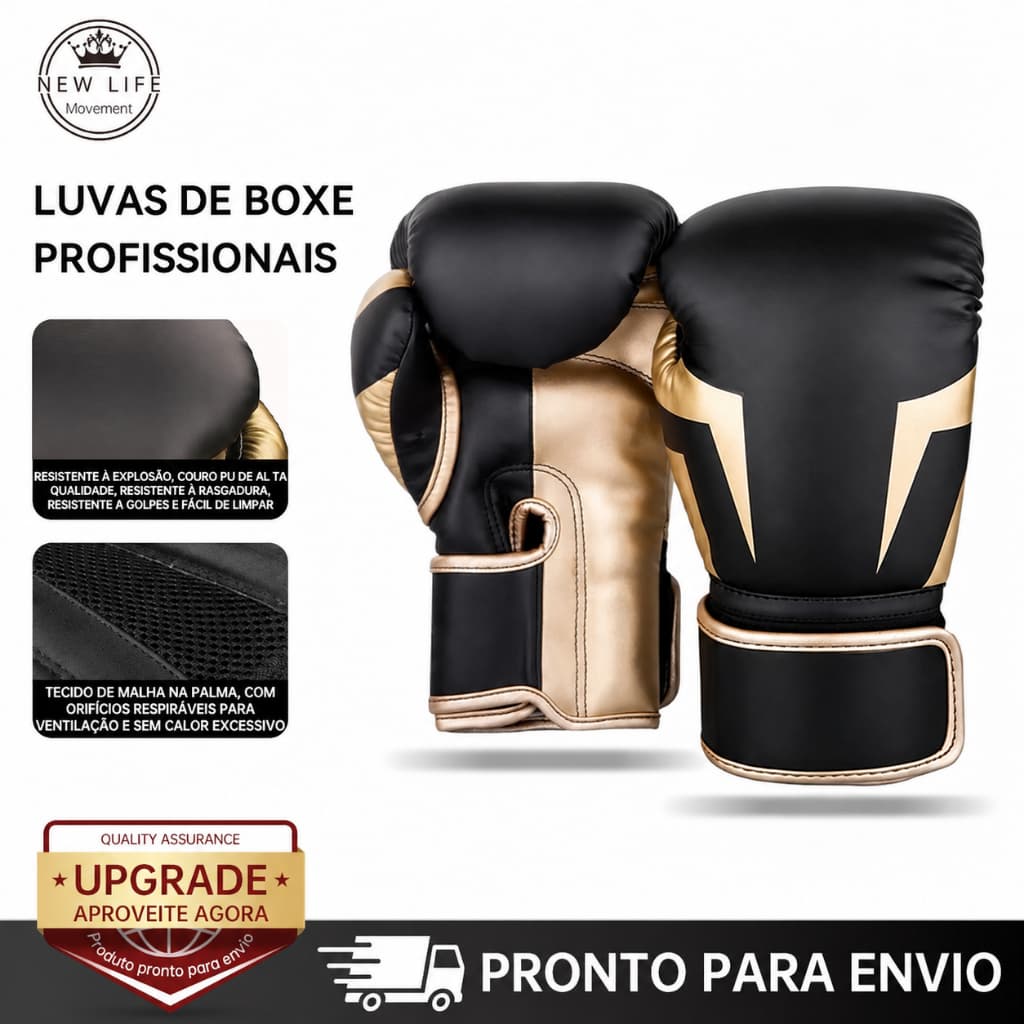 Luva De Boxe Muay Thai Kickboxing Luvas de boxe profissionais para treino.
