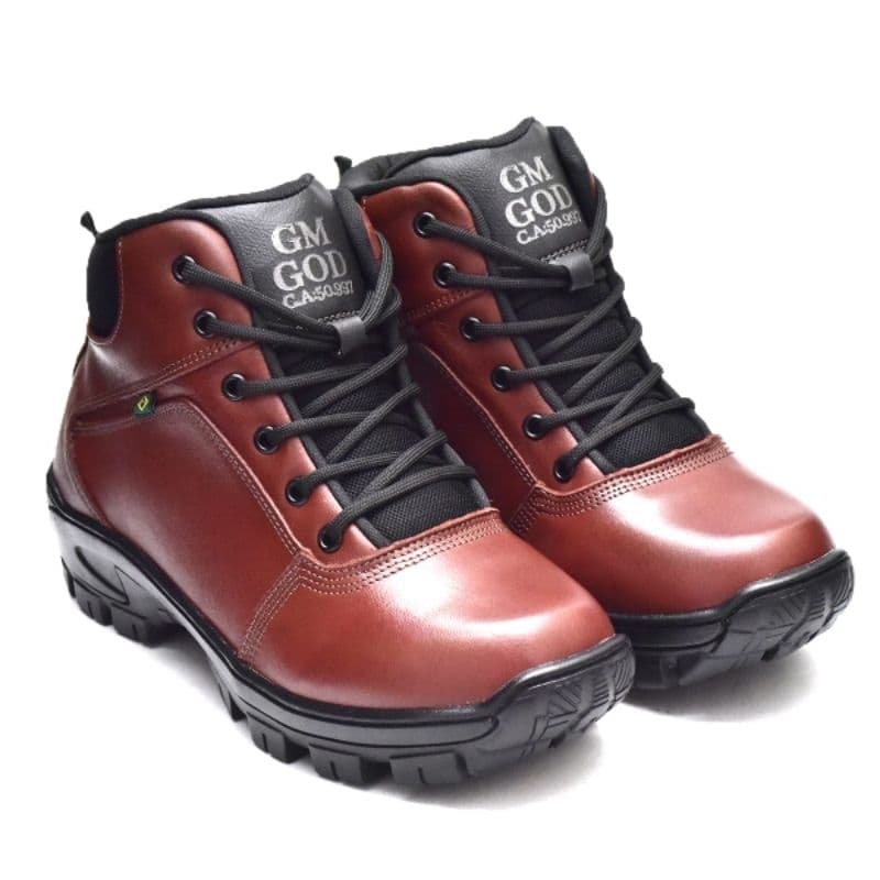 Bota Coturno 100%Couro  com C.A bico PVC REF:01 PINHÃO