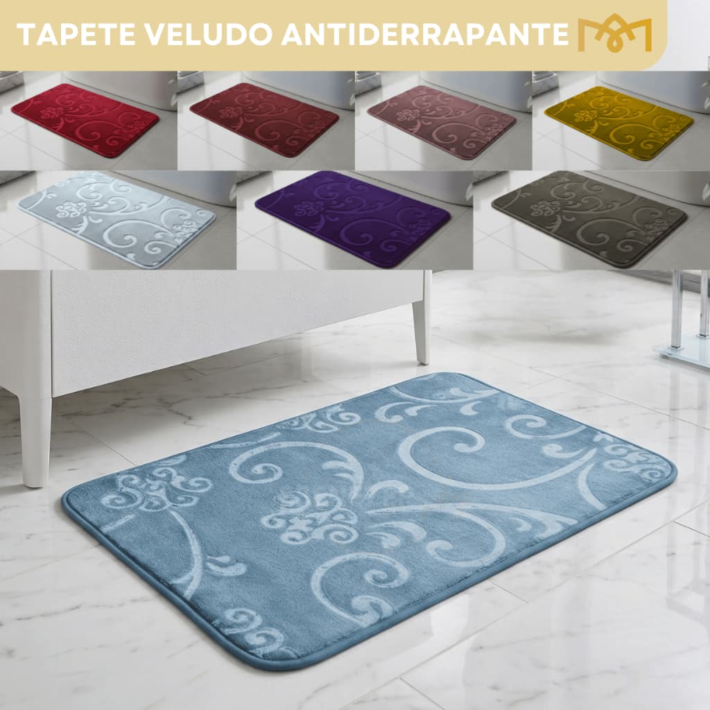 Tapete P/Banheiro Veludo Antiderrapante Alta Absorção Macio Confortável Desing Elegante Premium