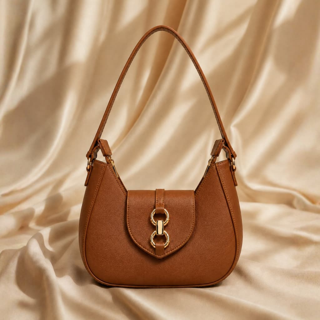 Bolsa Feminina Chic de Ombro Compacta e Estilosa Fashion Reforçada Casual Detalhe Dourado Frontal Minimalista