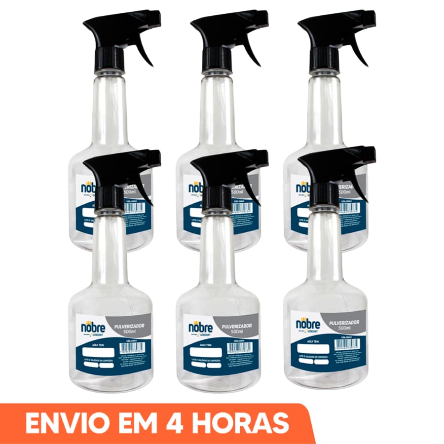 Kit Até 6 Unidades Pulverizador Transparente Borrifador Com Válvula Spray 500ml Marca Nobre