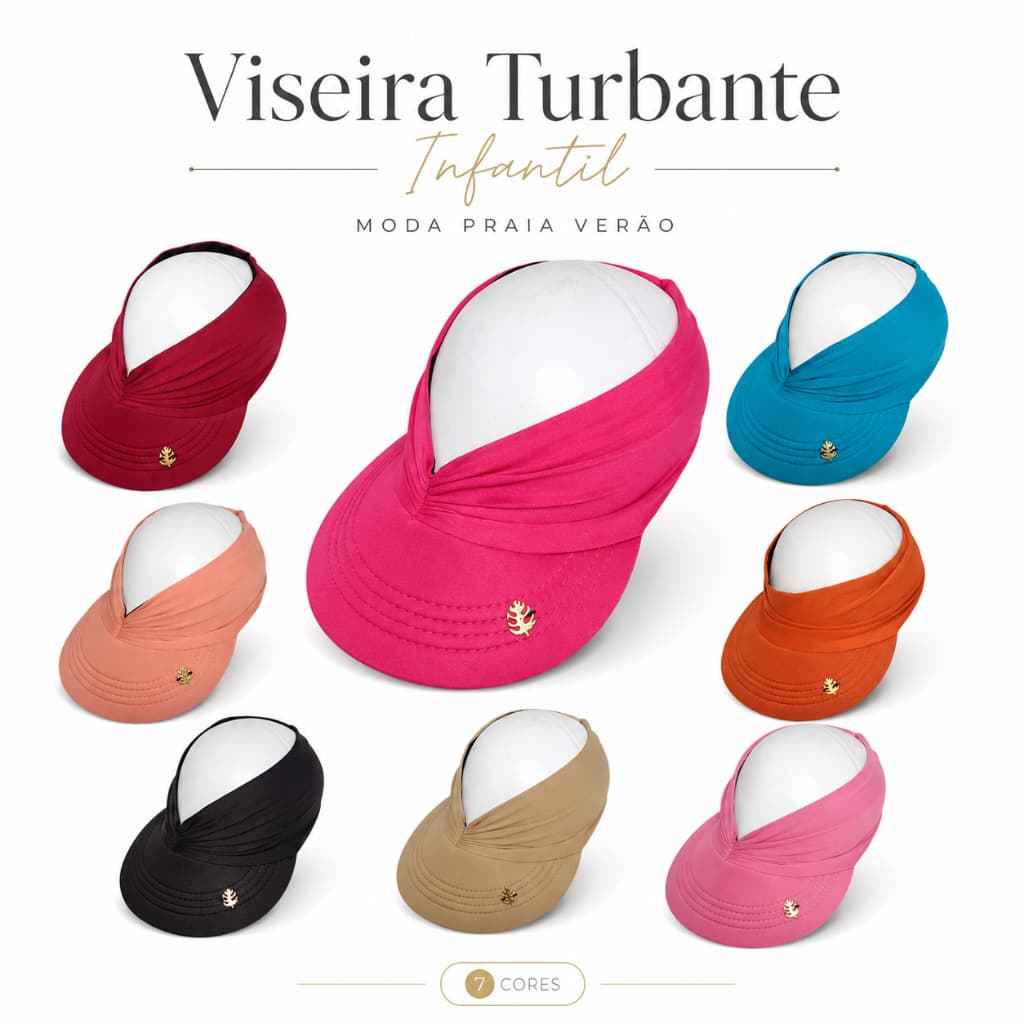 Viseira Infantil Estilo Turbante Feminina Praia Verão Leve Ajustável