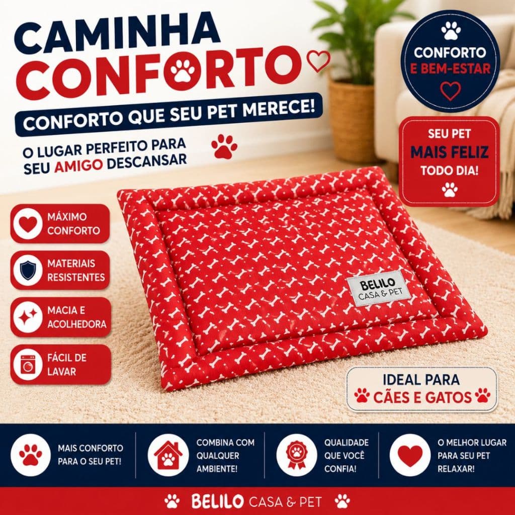 Colchonete para Cachorro Cama Pet Pequeno/Grande - 4 Estampas Disponíveis