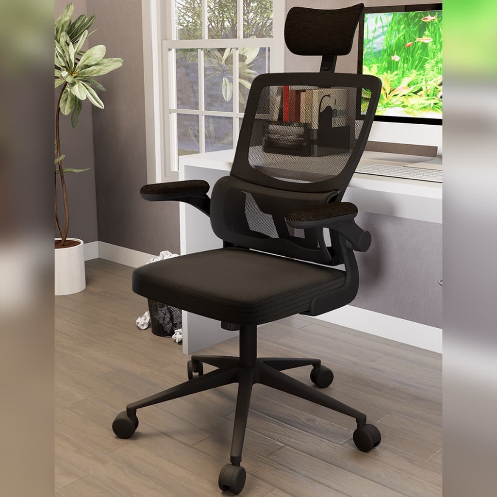 Cadeira Escritório Ergonômica Giratória Gamer Com Apoio Lombar Presidente Mesh Regulagem De Encosto