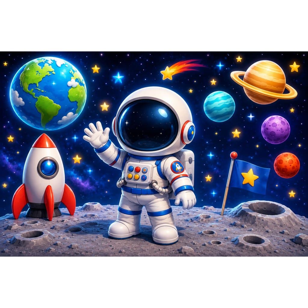 Painel Astronauta 3D Infantil Personalizado | Tema Espacial Menino e Menina