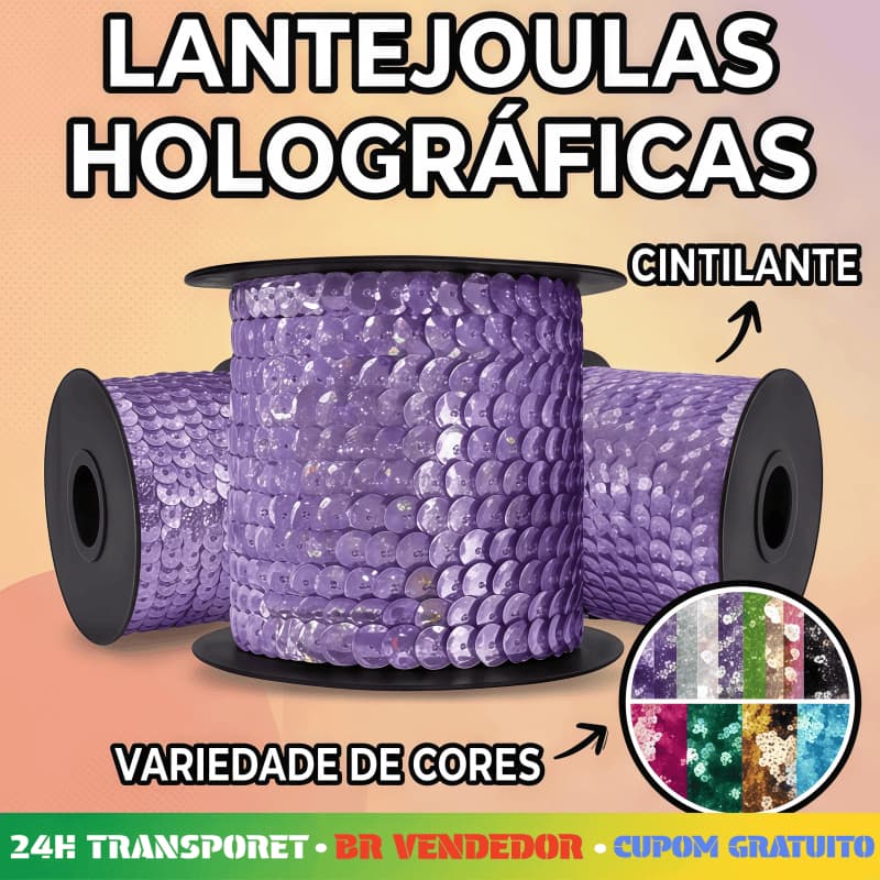 ✅[BR Seller]8MM Fita de Lantejoulas Holográfica 72 Metros | Várias Cores Disponíveis