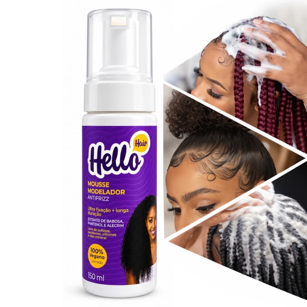 Mousse Espuma Fixador Modelador Finalizador Tranças Cachos Baby Hair Hello Hair