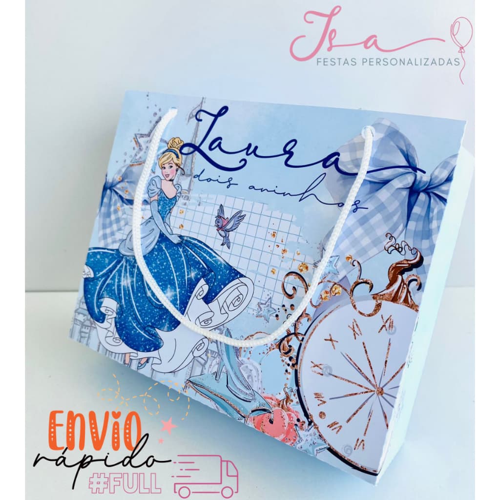 Sacolinhas Cinderala Personalizadas Kit Festa Infantil Pegue e Monte