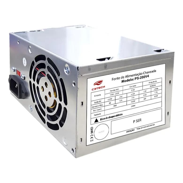 Fonte De Alimentação Para Pc C3tech C3plus Ps-200v4 200w