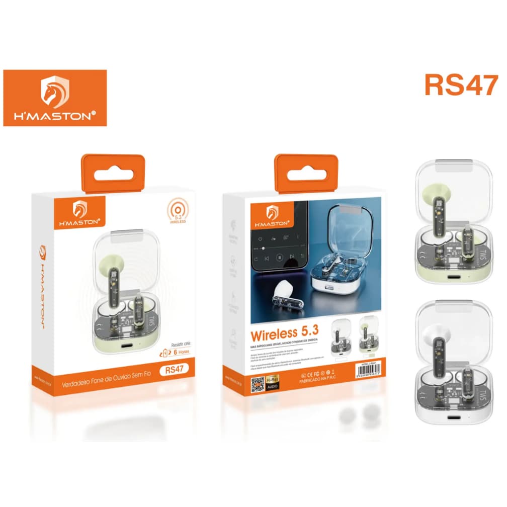 H'Maston RS47 Fone de Ouvido Bluetooth Estéreo